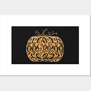 Cute Fall Autumn Leopard Pumpkin graphic Posters and Art